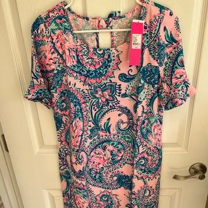NWT L Mellorie Dress in Pink Tropics Tint Tangerine Dream